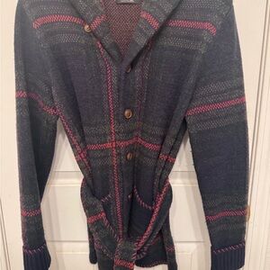 Ralph Lauren Double RL Navy & Pink Shawl Collar Cardigan